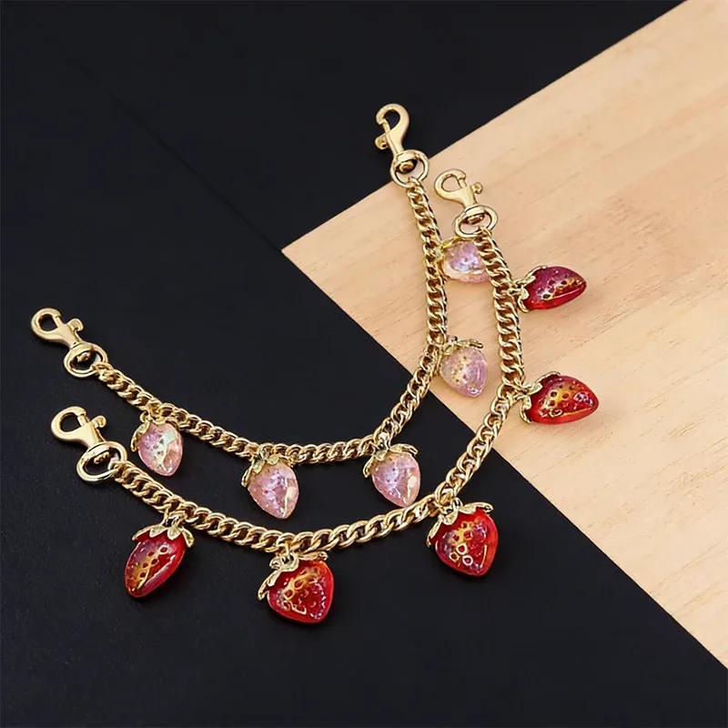 chaîne de suspension pour sac en alliage de zinc diy avec pendentif cerise, chaîne de transport détachable pour sac à bandoulière, chaîne d'extension pour sac à main pour femme