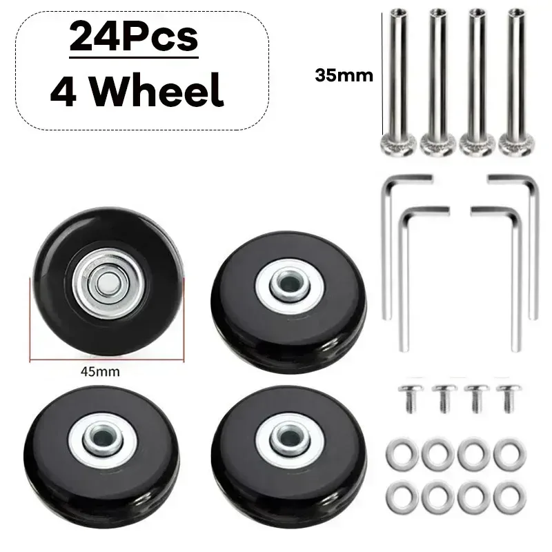 roues de remplacement de valise à bagages, kits de réparation de roulements de roulettes en pu 50x18mm, roues de remplacement d'étagère pour bagages 4/2 pièces