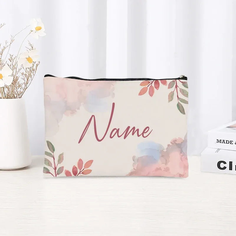 trousse de maquillage personnalisée pour femmes, pochette de rangement simple et fraîche, cadeau pour enseignant(e) ou étudiant(e), trousse à crayons pour femme, sacs de maquillage