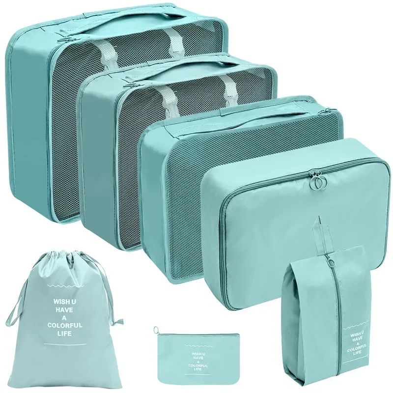 7/8/9 pièces nouvel ensemble organisateur de voyage sacs de rangement grande capacité valise stockage bagages vêtements tri organisateur ensemble pochette à chaussures
