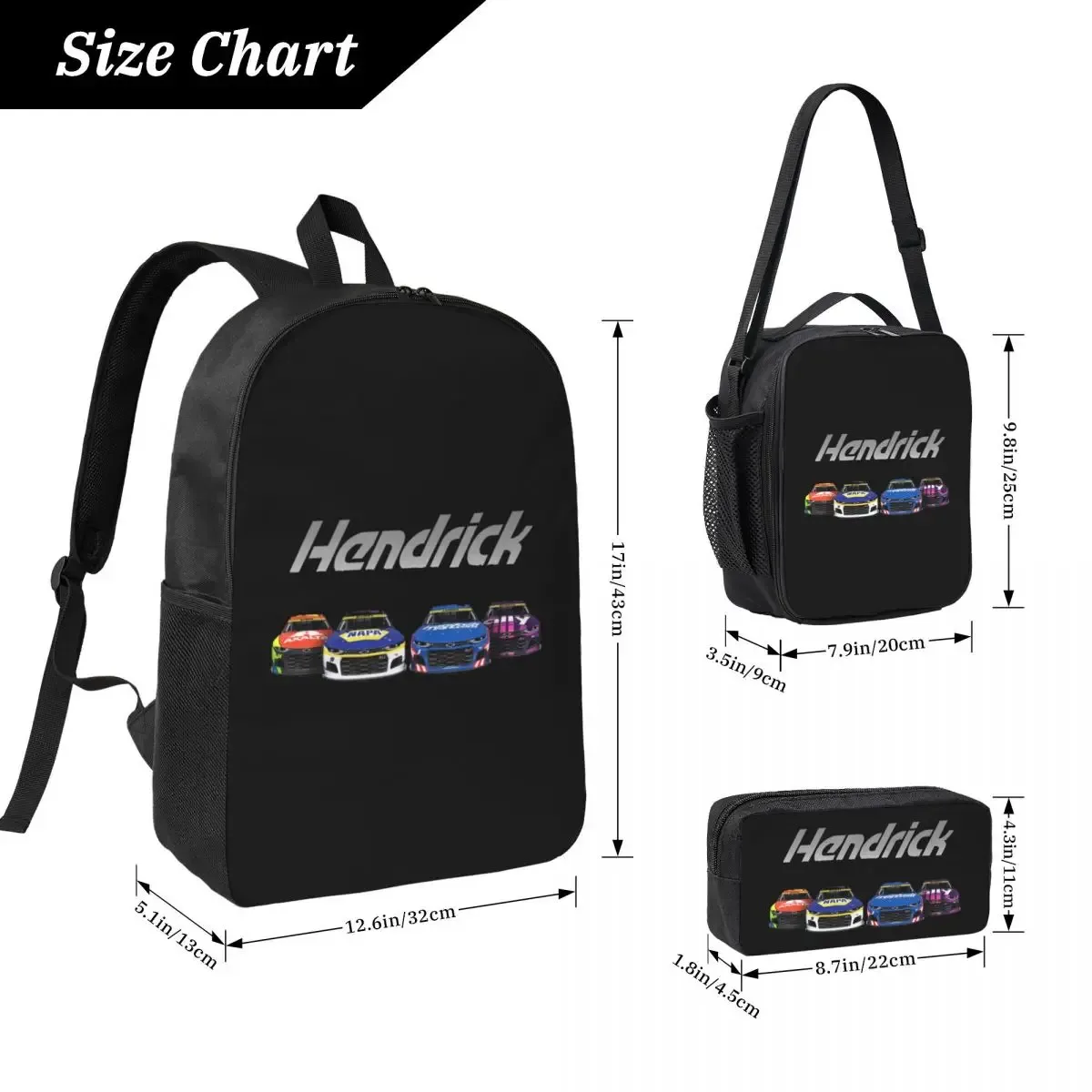 Hendrick Motorsports – sac à dos édition Playoffs 2021, sac d'école, sac à bandoulière pour ordinateur portable, 3 pièces, sac à déjeuner isotherme, trousse à crayons