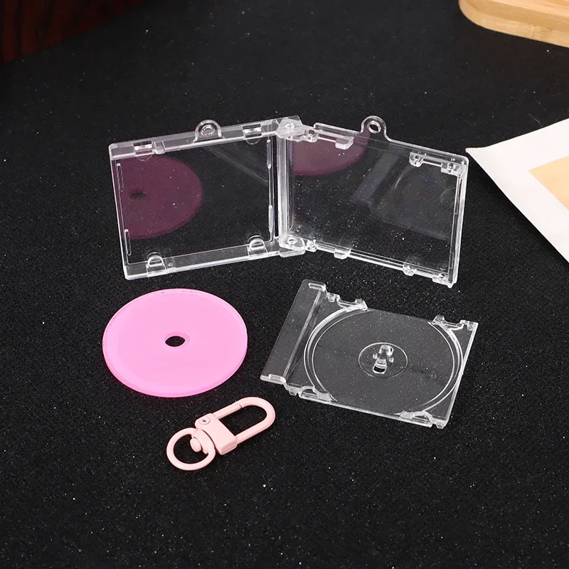 porte-clés album souvenir vierge, mini étui cd, breloque en forme de lecteur cd, breloques diy pour sac à dos