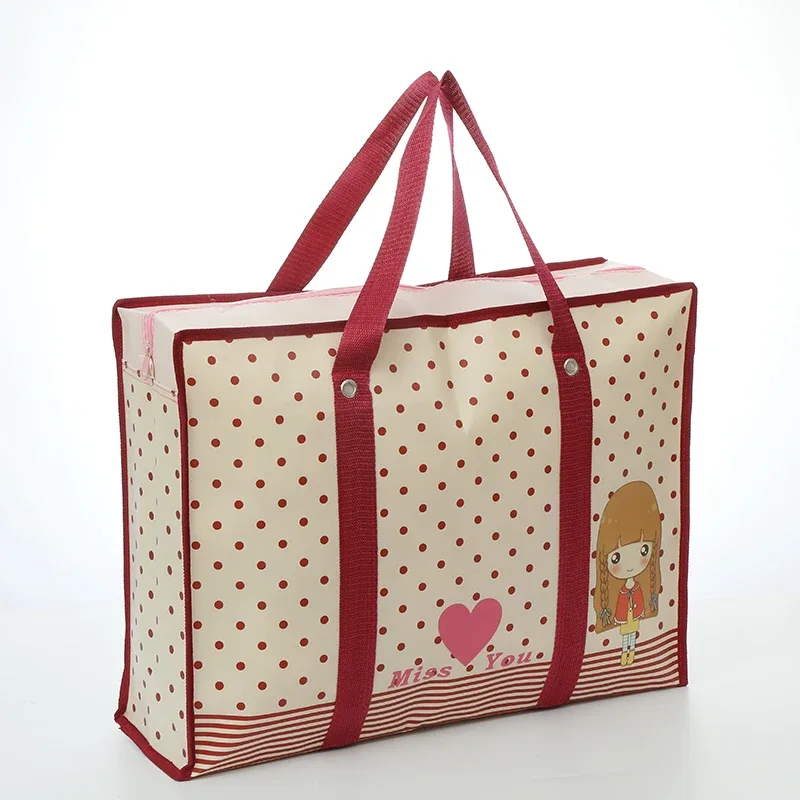 sac de rangement de couette non tissé de dessin animé portable, grande capacité, étanche, voyage, shopping, organisateur de jouets gt, sac plié