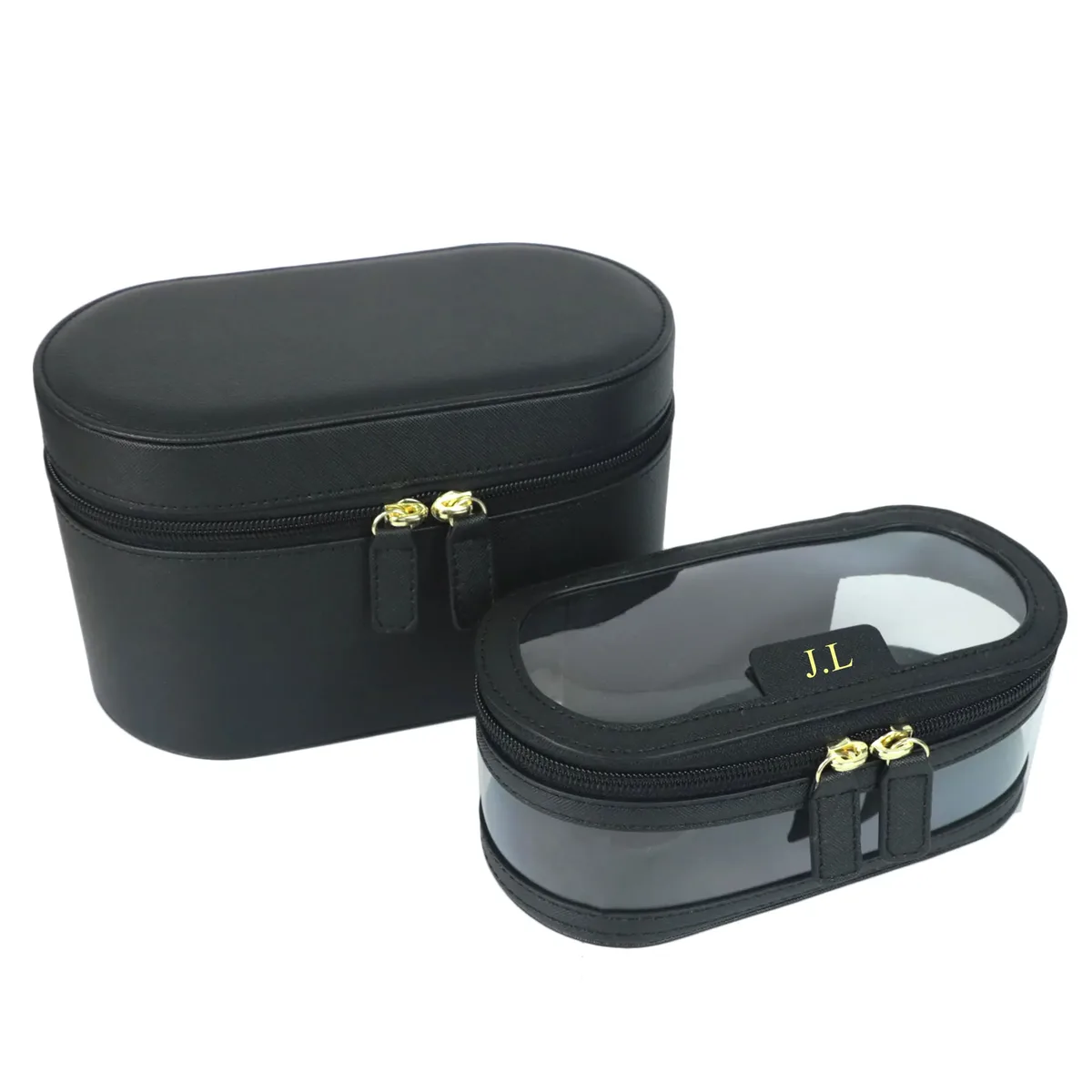 étui à cosmétiques en cuir saffiano avec lettres personnalisées, ensemble de sacs de rangement transparents, trousse de toilette de voyage de grande capacité, nouvelle collection