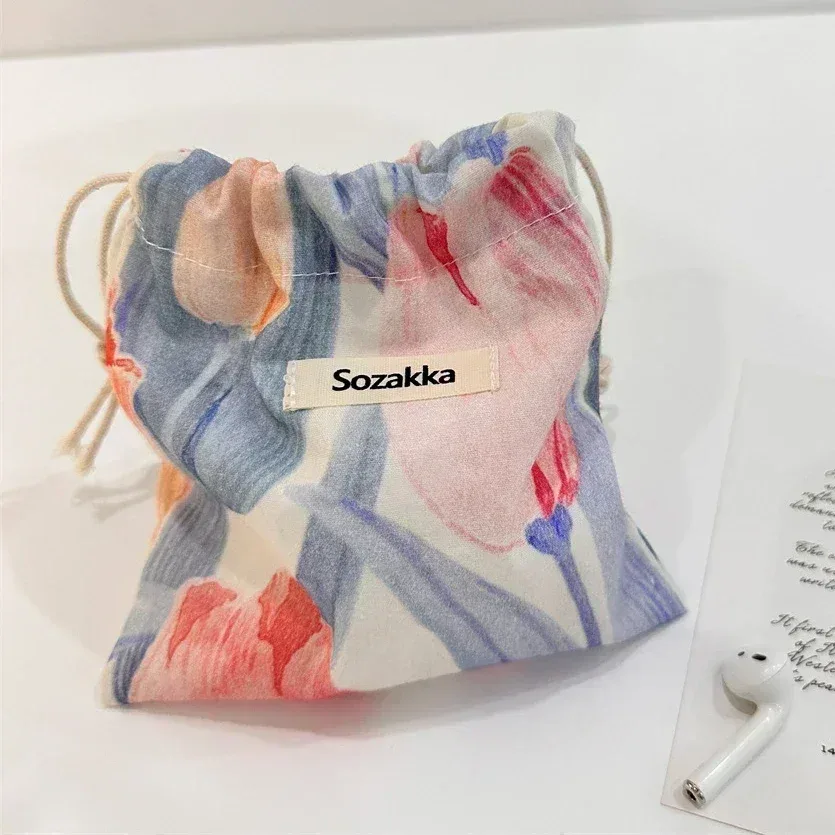 sac de rangement kawaii grill floral proximity wstring, sac à main cosmétique pour femmes, portefeuille de maquillage, petites poudres