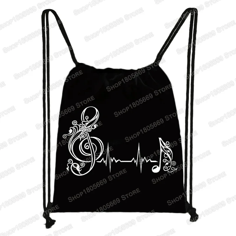 notes de musique imprimer sac à dos battement ecg femmes cordon sac en plein air grande capacité sac de rangement pour chaussures de voyage porte-cadeau