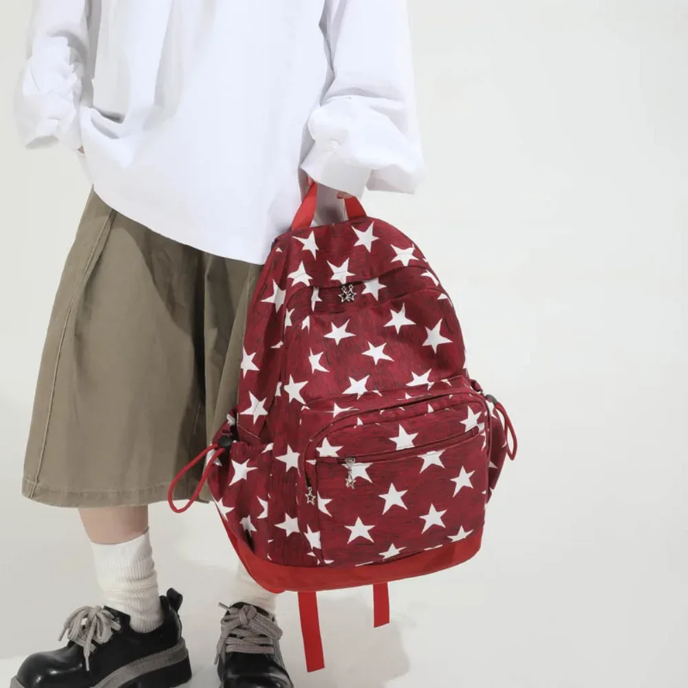 sacs à dos vintage grande capacité pour hommes, style grunge, tendance y2k, esthétique, avec lettres étoiles, simples et polyvalents, pour l'école et les femmes