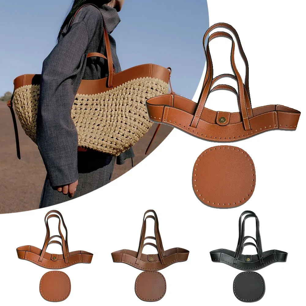accessoires de fabrication de sacs fourre-tout tissés pour femmes, kit de crochet et tricot pour sac de plage en paille, poignées à coudre pour sac à bandoulière diy