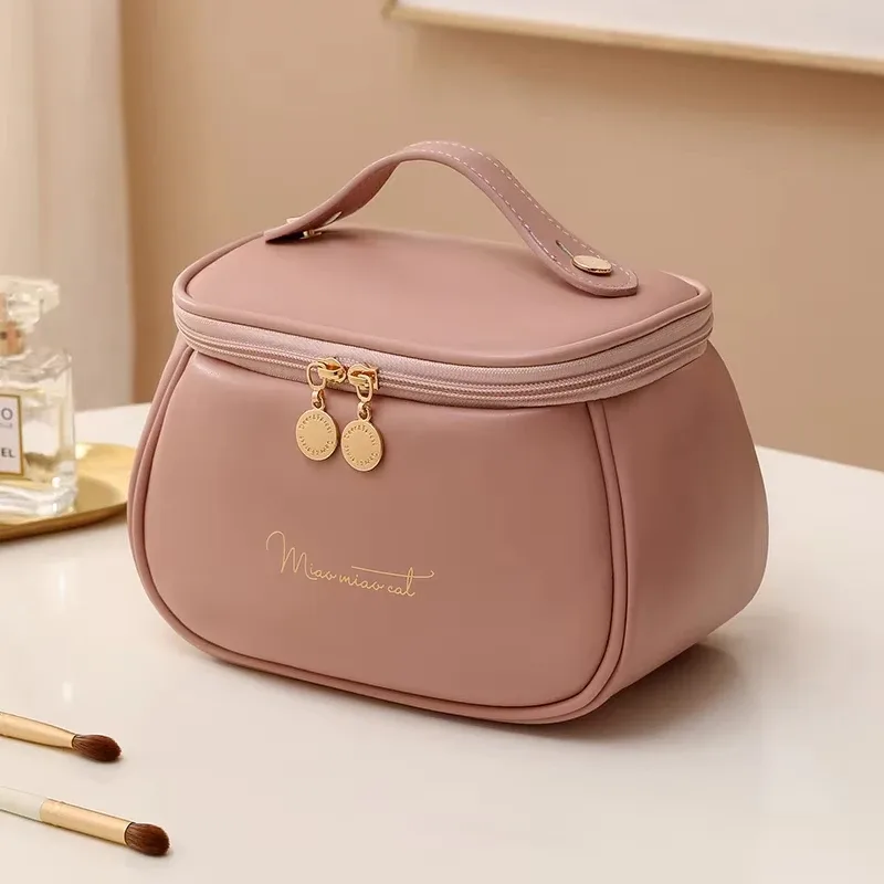 grande trousse de toilette en cuir pu imperméable, organiseur de maquillage de voyage, cadeau pour femmes