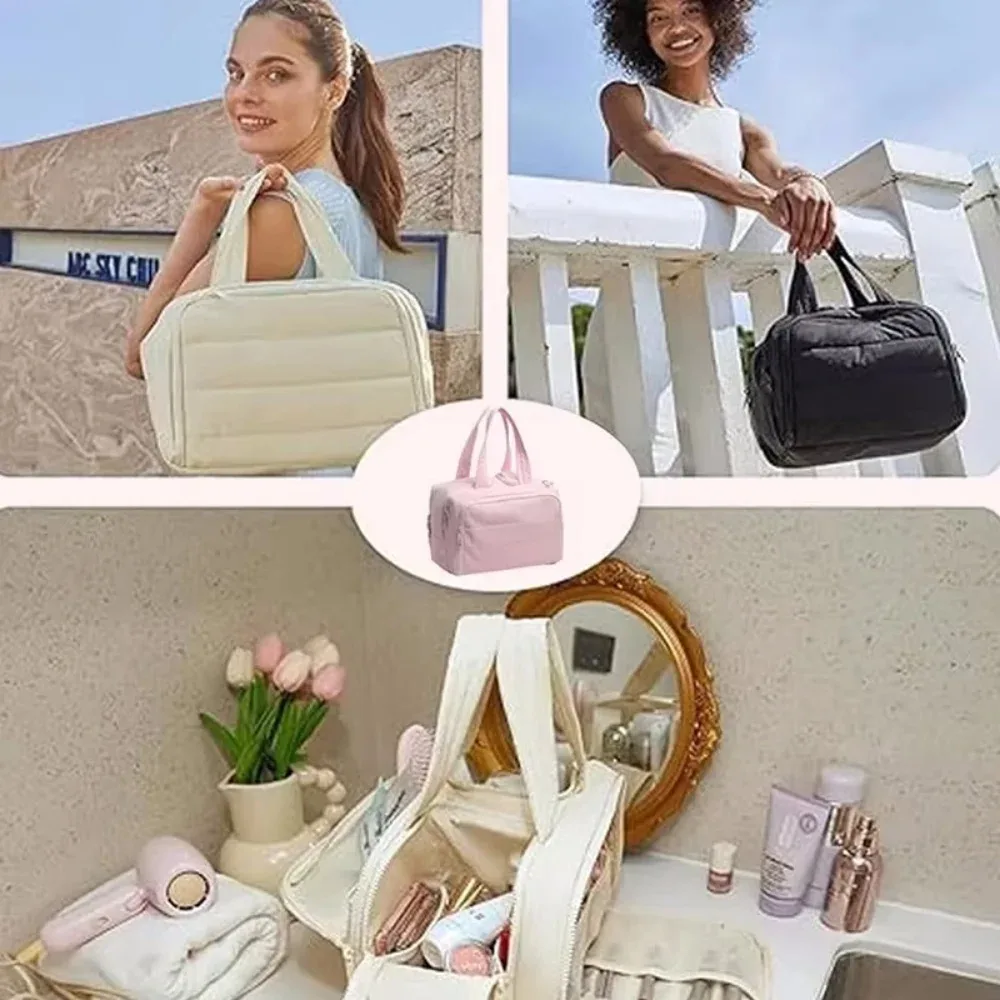 sac de toilette multi-poches pour femme, sac de voyage, sac de toilette de salle de bain, pochette de maquillage, organiseur de produits de toilette imperméable