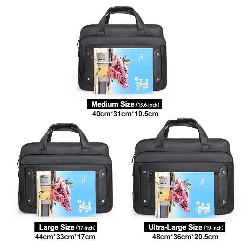 sac d'affaires en toile pour hommes, étui à bombes de grande capacité, 14 pouces, 15.6 pouces, 17 pouces, 19 sacs pour ordinateur portable, sacs initiés, sacs à main messenger