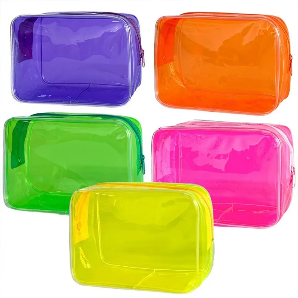 sac à cosmétiques transparent coloré, trousse de maquillage pour femmes, sac de lavage en gelée de pvc, grande capacité, organisateur de cosmétiques de voyage, pochette de maquillage