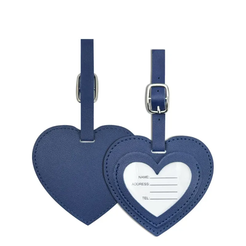 étiquettes de bagage en cuir pu épaissi, design créatif 'love', pour cartes d'embarquement, accessoires de voyage et de vacances, étiquettes d'identification nominative pour le check-in