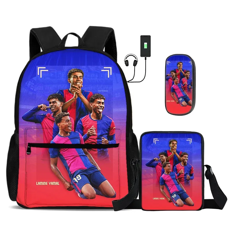 sac dos nylon motif joueur football rouge blanc noir activité sportive bandoulière arquée intérieur informatique
