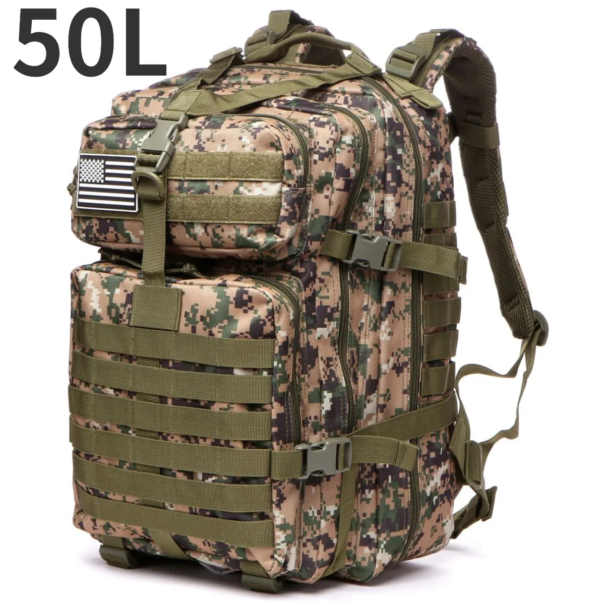 sac dos nylon tactique camouflage beige bleu vert rose 50l randonnée camping sport extérieur