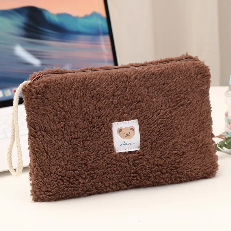 grande capacité mignon en peluche voyage cosmétique rouge à lèvres sac de rangement femmes kits de maquillage sacs à main organisateur portefeuille trousse à crayons pochette sac