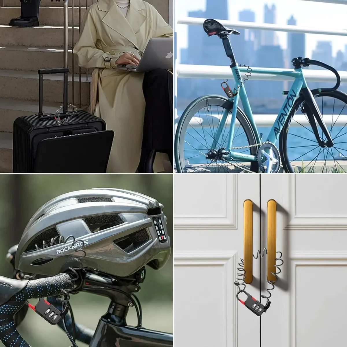 cadenas de voyage, cadenas à combinaison à 3 chiffres, câble à ressort (80 cm) pour casier de salle de sport, casque, portail, valises, modèle 51s.