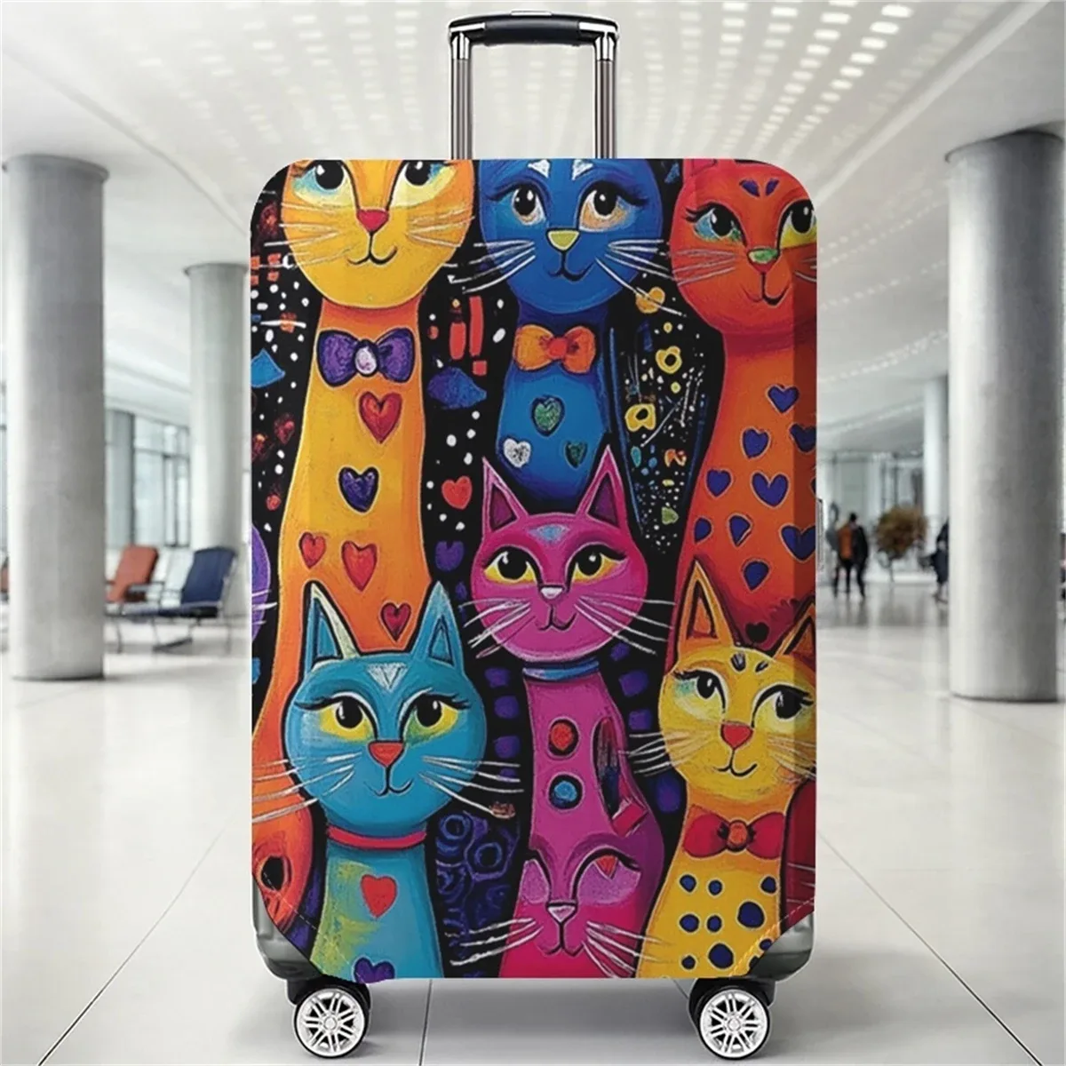 housse de protection pour bagages à motif d'ombre de chat arc-en-ciel coloré, adaptée aux housses de bagages de 18 à 32 pouces, aux gants de protection pour poignée de bagage, tra