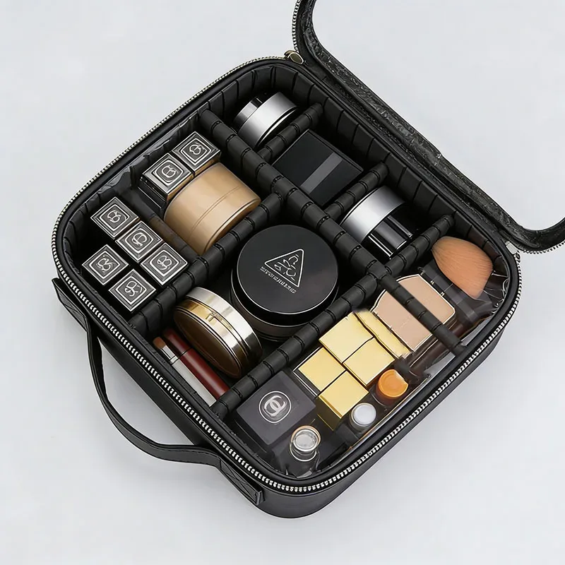 trousse de maquillage professionnelle de haute qualité pour femmes, sac cosmétique transparent en pvc, boîte à outils pour filles, trousse de maquillage de voyage pour artistes