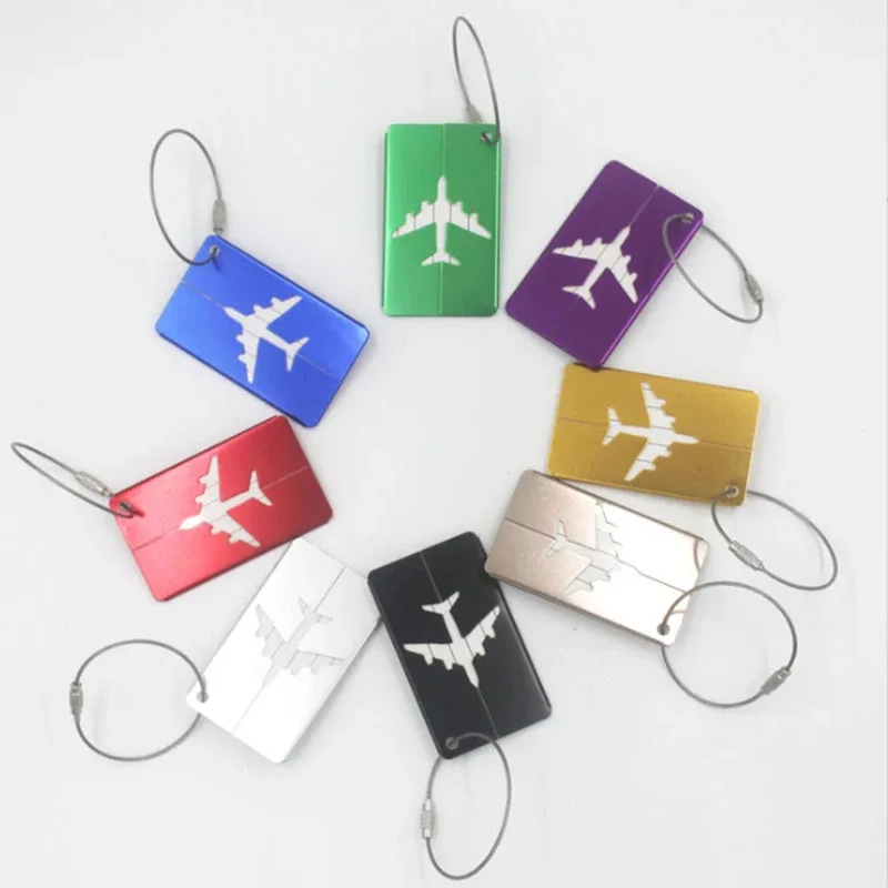 étiquettes de bagage de voyage en métal de mode étiquettes de nom de bagage porte-étiquette d'adresse de valise étiquette de bagage en alliage d'aluminium accessoires de voyage