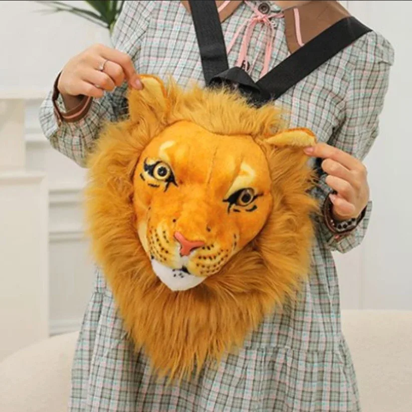 sac dos tissu coton tête tigre motifs pelage orange noir peluche expressive usage étudiant voyage