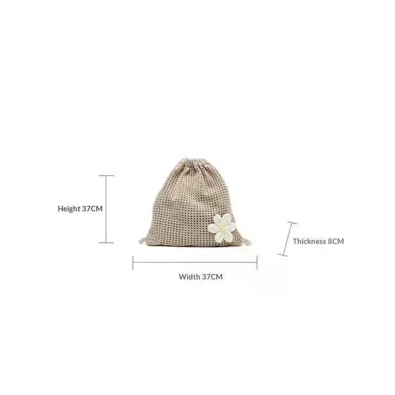 sac à bandoulière en tricot couleur unie grande capacité, sac à dos bohème en crochet ajouré, sac fourre-tout de plage et de voyage pour femme