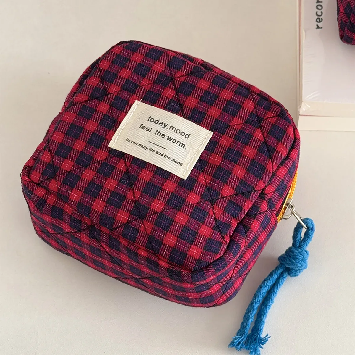 sacs à cosmétiques matelassés à carreaux pour filles, pochette rétro pour dames, porte-monnaie, sac de rangement de toilette portable de voyage pour femmes