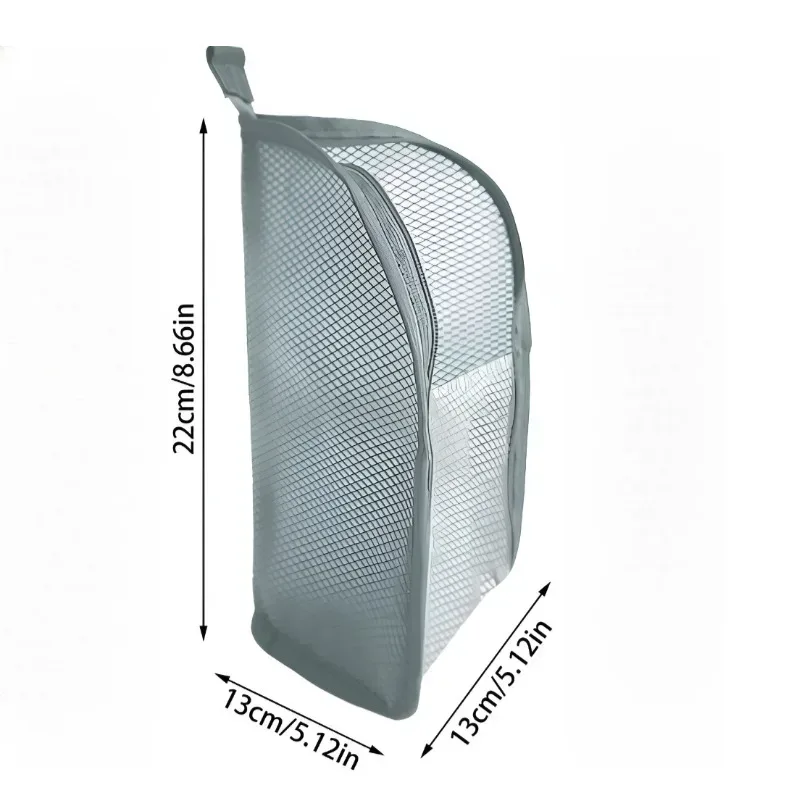 trousse de toilette portable en maille, organisateur de voyage suspendu léger et pliable transparent pour brosse à dents et articles de voyage