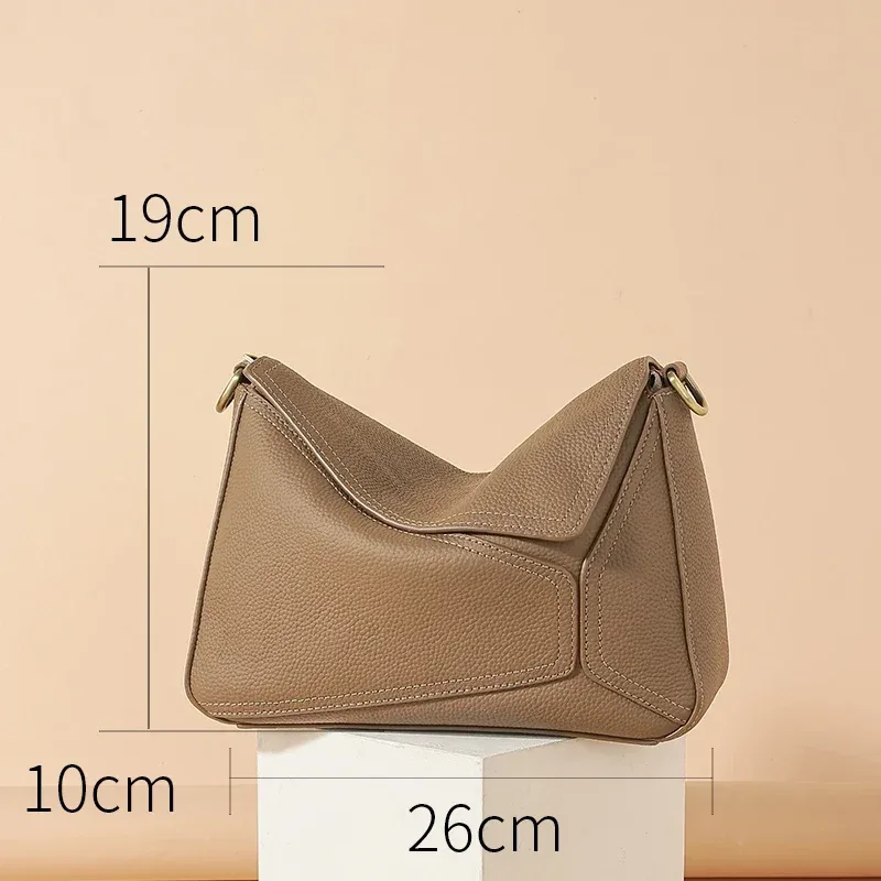sac à bandoulière géométrique en cuir de vache 100% pur pour femmes, sac à bandoulière de couleur unie pour dames, grande capacité, oreiller, sac à main de luxe