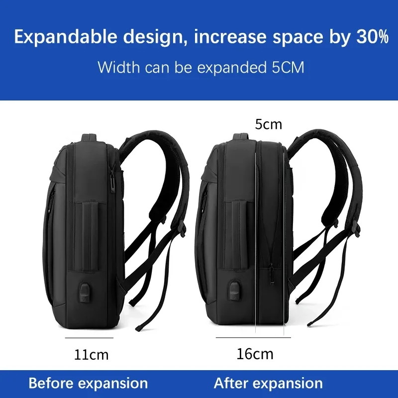 sac dos noir polyester imperméable 20 35 litres bandes grises poignées ajustables poches latérales ceinture air informatique