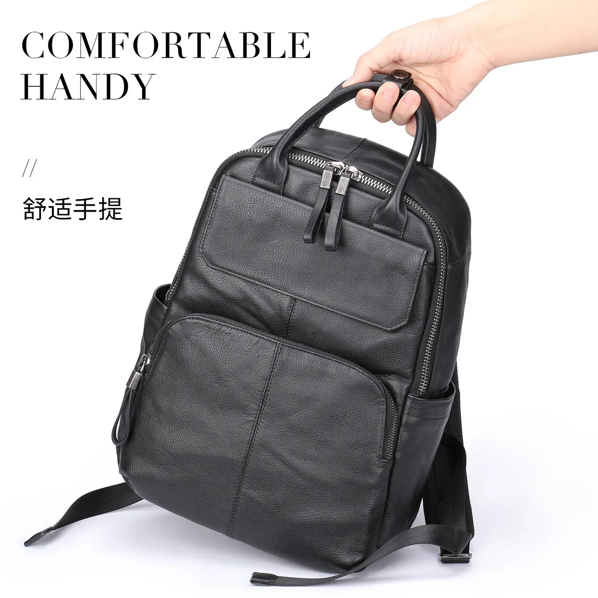 sac à dos en cuir véritable pour homme, grande capacité, sac de voyage d'affaires en cuir pleine fleur, pour le travail, les trajets quotidiens et les loisirs