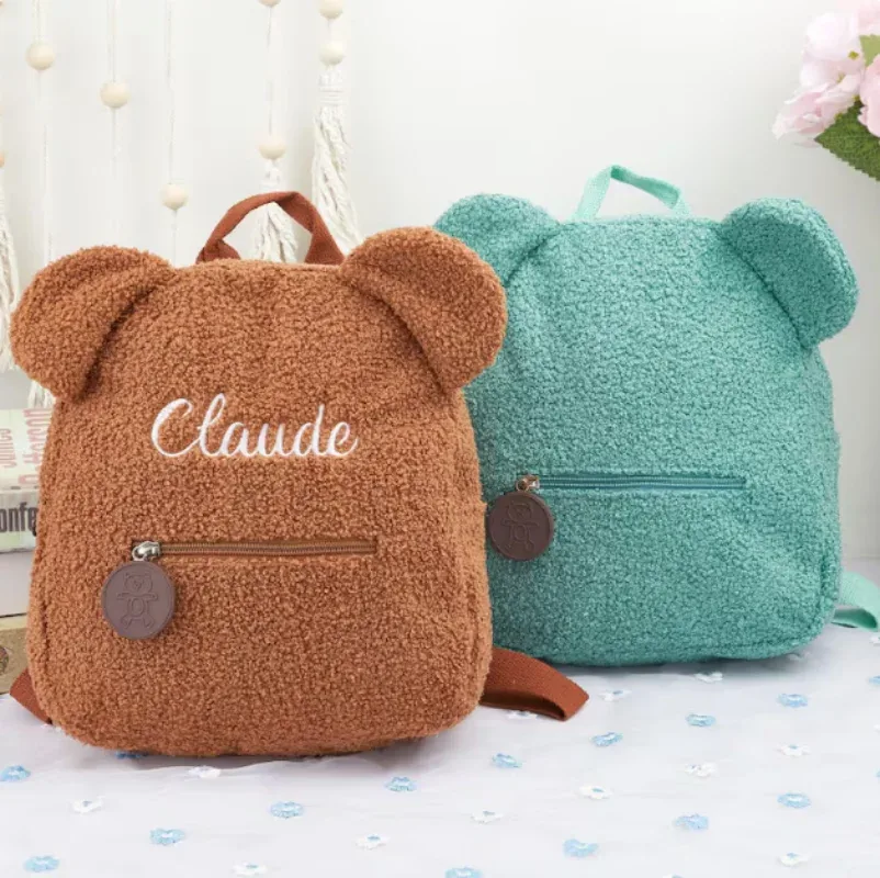 sac à dos ours en peluche avec nom brodé, sacs à bandoulière d'extérieur pour enfants, sacs cadeaux personnalisés pour enfants, automne et hiver