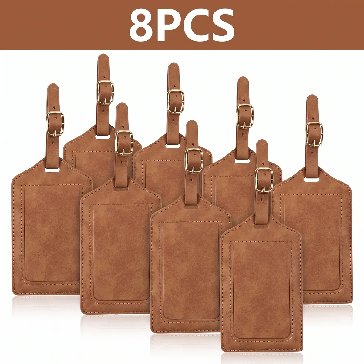 étiquettes de bagage en cuir pu, 3/5/8/10 pièces, avec boucle métallique réglable, anti-perte, étiquette d'identification de valise, étiquettes de bagage de voyage colorées