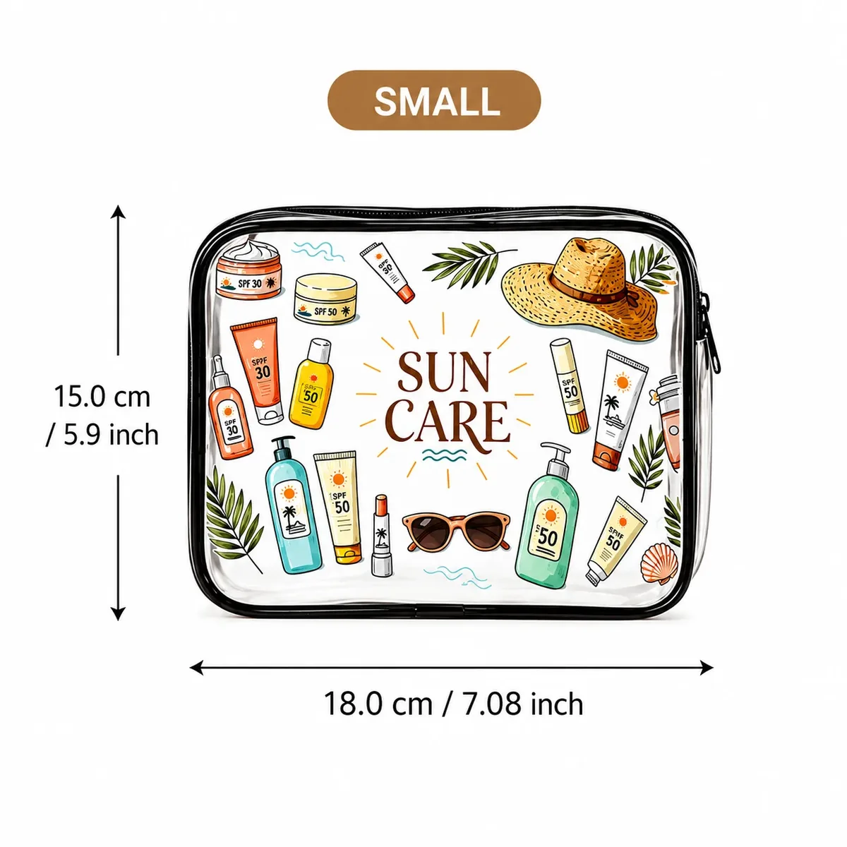 trousse de toilette transparente en pvc pour soins solaires, pochette de rangement étanche pour maquillage de voyage, idéale pour la plage, la crème solaire et les soins de la peau