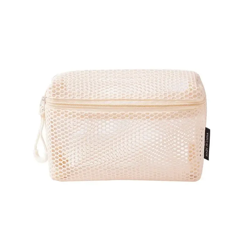 sac de toilette de voyage en maille unisexe, pochette transparente à fermeture éclair, organisateur de rangement cosmétique réutilisable, 1 pièce