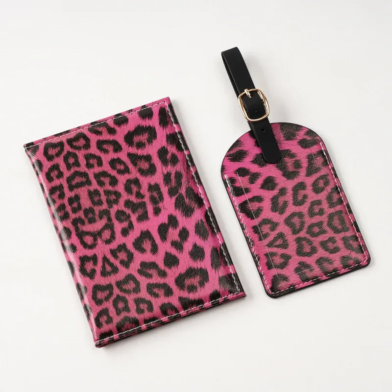porte-passeport en cuir pu imprimé léopard, étui de protection pour passeport, étiquettes de bagages de voyage, accessoires de voyage pour femmes et hommes