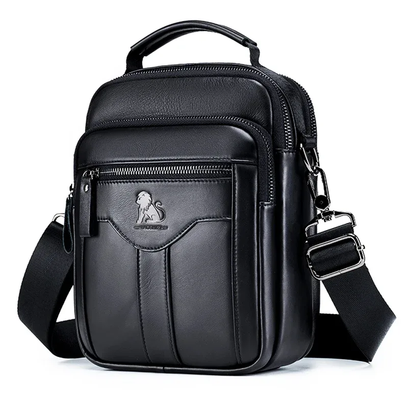 sac à bandoulière pour hommes, sac en cuir à la mode, sac à bandoulière rétro tendance pour hommes avec couche supérieure en peau de vache