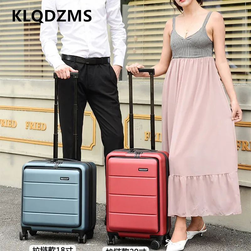 klqdzms valise de haute qualité sur roulettes 20"22"24"26 pouces, ouverture frontale, bagage de cabine multifonctionnel, valise trolley.