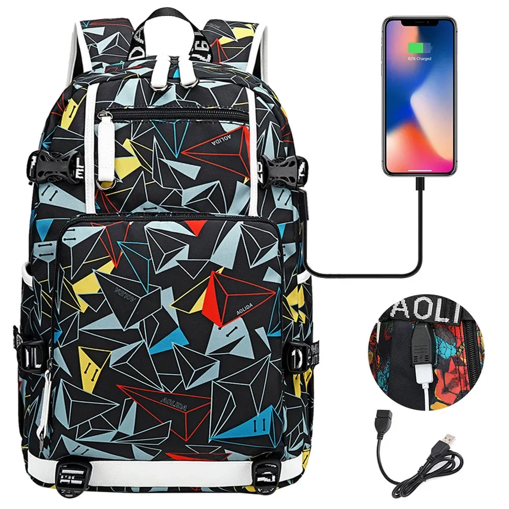 sac à dos d'école étanche pour adolescents, sac de voyage pour ordinateur portable, sac à dos de chargement usb, grand, multifonction, mode, hommes et femmes