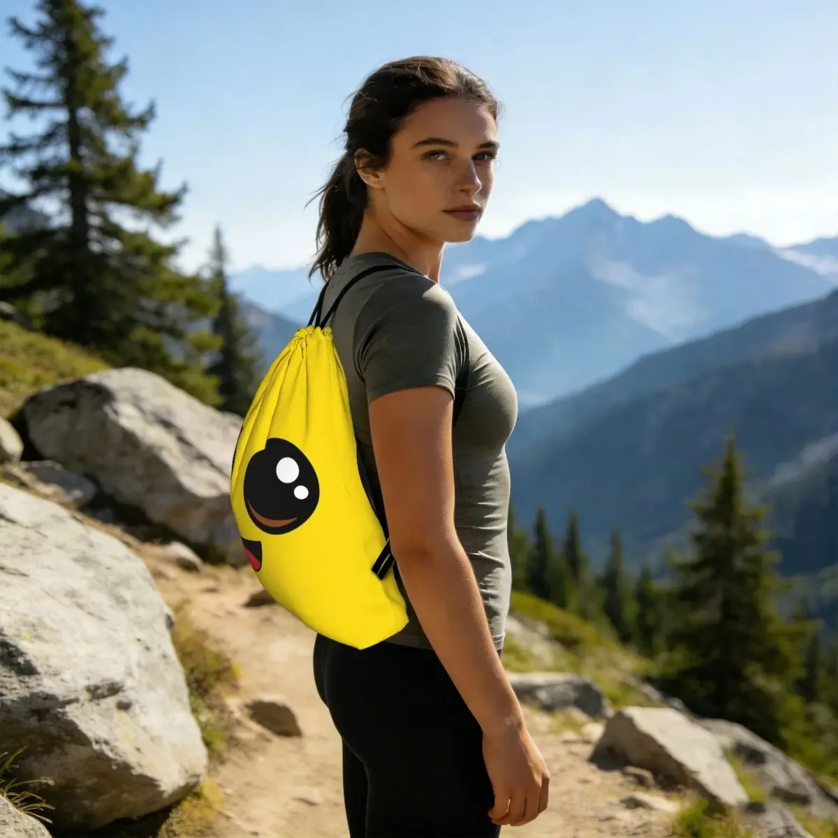 sac à dos à cordon de serrage avec personnage banana peely battle royale, sac de randonnée et de cyclisme, sac de voyage portable à cordon de serrage pour hommes et femmes