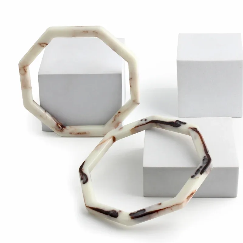 sac tressé hexagonal, 2 pièces, poignée en résine amovible, accessoires de sac faits à la main, sac à bandoulière, poignée de sac à bandoulière