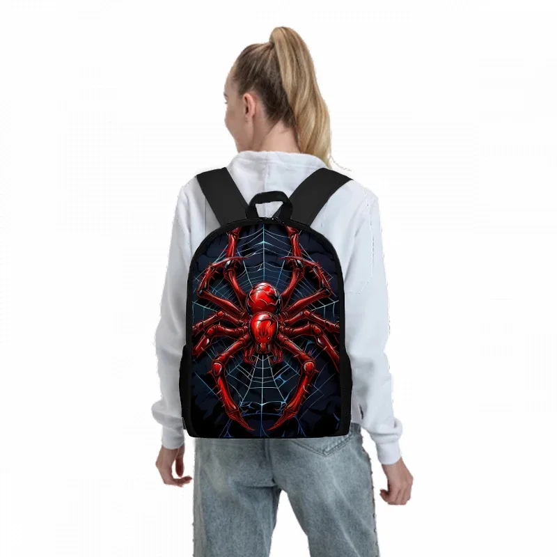 sac dos polyester arachnide rouge fond noir bandoulière arquée imperméable trousse toilette sac lunch enfants voyage