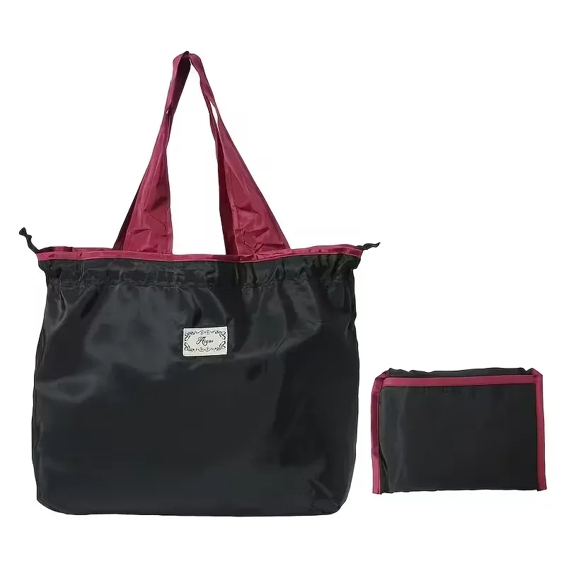 sac fourre-tout pliable de grande capacité pour épicerie, salle de sport, voyage – fermeture légère à cordon avec impression géométrique
