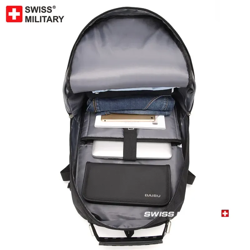 swiss military nouveau sac multifonctionnel de grande capacité pour homme, sac à dos de voyage à la mode avec chargeur usb, sac à dos étanche pour hommes mochila
