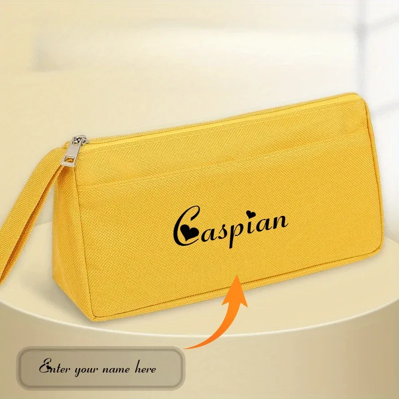 sac de rangement multifonctionnel personnalisable avec votre nom, élégant et minimaliste, trousse de maquillage, trousse de toilette, trousse à crayons