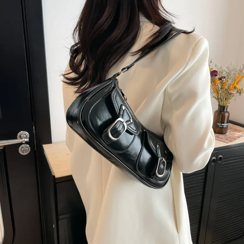 petit sac à main en cuir pu pour femme, sacs sous les bras pour femme, sacs à main à double poche, pochette vintage, mode initiée, y2k