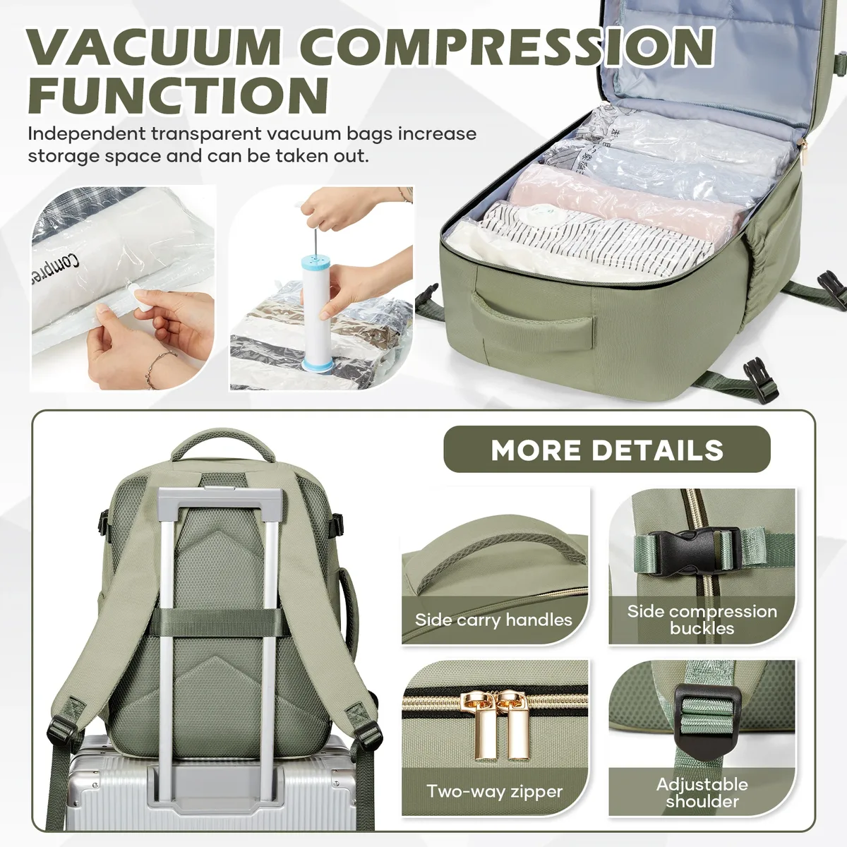 sac de rangement sous vide, sac à dos de voyage ryanair 40x30x20, sac à dos pour bagages à main, sac à dos pour hommes et femmes, sac à dos pour ordinateur portable, sac à dos d'école