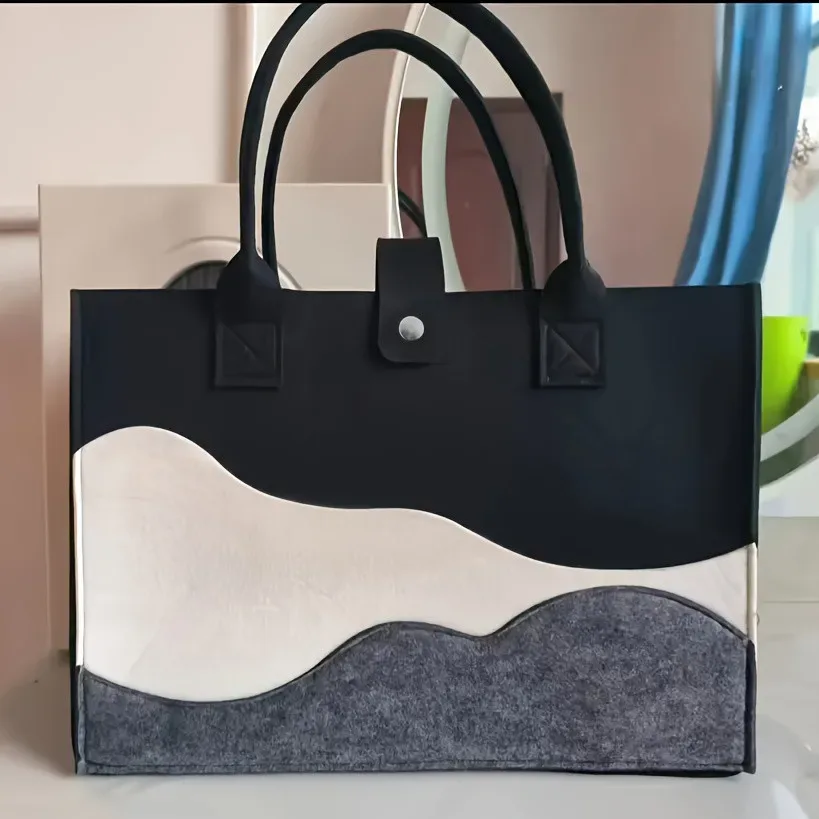 sac fourre-tout en toile rayée pour femmes, 1 pièce, sac à main multifonctionnel de banlieue, sac à bandoulière, sac de rangement pour shopping