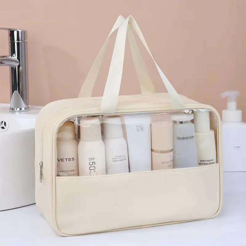sac de voyage portable pour cosmétiques, sac de maquillage transparent pour femmes, sacs de toilette de grande capacité, étui de rangement multifonctionnel imperméable