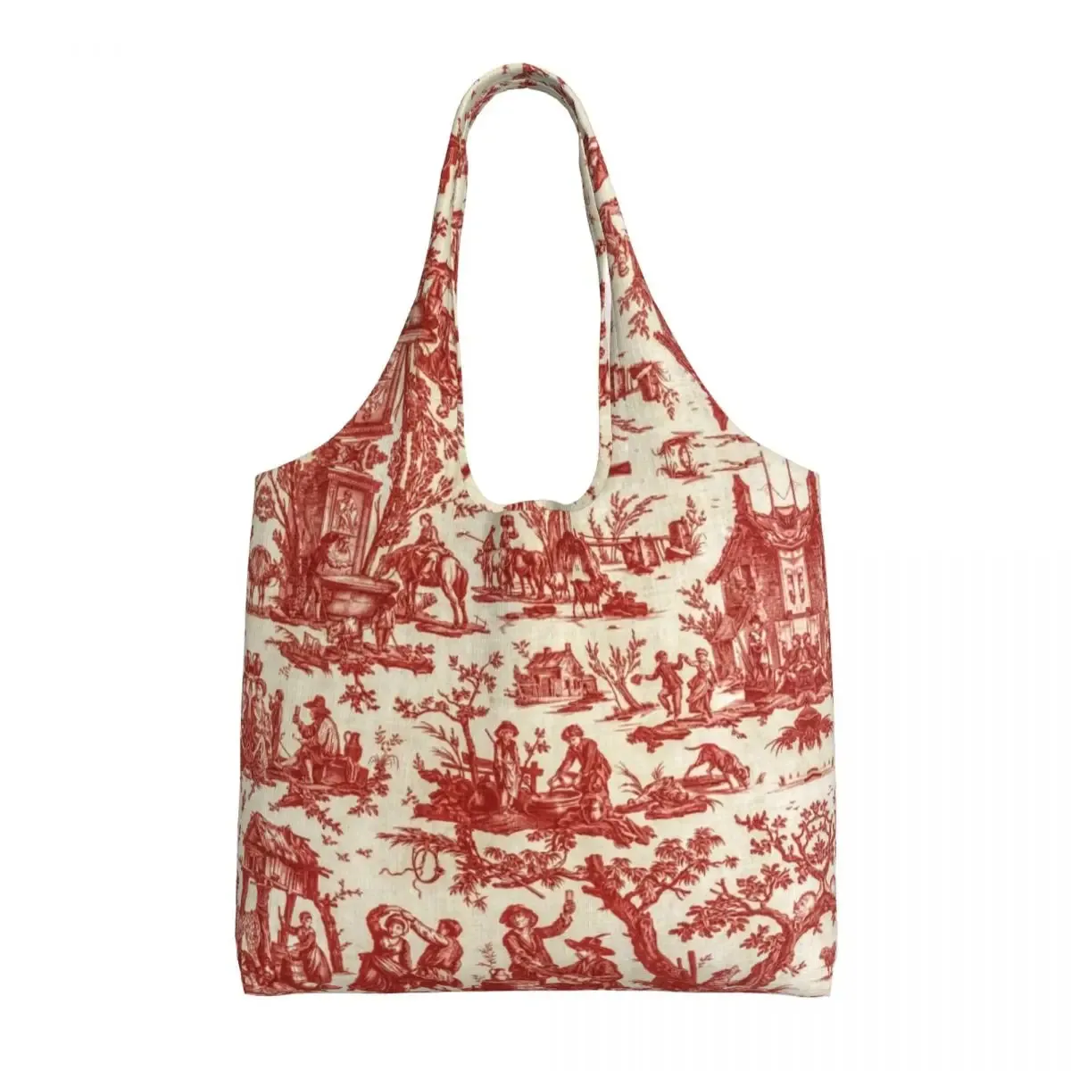 toile de jouy française classique vintage personnalisée, fourre-tout à motif bleu marine, fourre-tout de shopping en toile réutilisable, sac à bandoulière